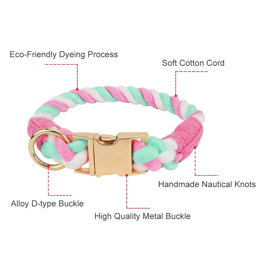 Colourful Rope Dog Collar