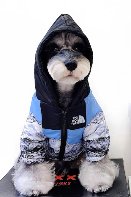 Marble Print Dog Face Puffer Jacket