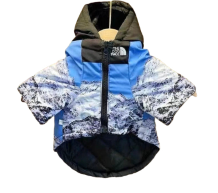 Marble Print Dog Face Puffer Jacket